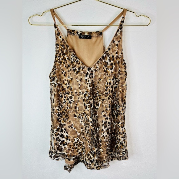 Love J Women's Small Leopard Print Sheer Tank Top Layered V-Neck Cami Blouse - Picture 1 of 15